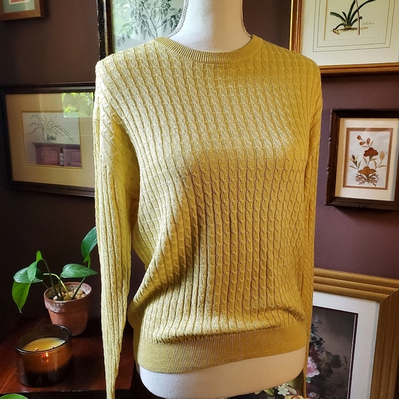 Balla Valentina Sweaters - Vintage Balla Valentina 100% silk large yellow pullover sweater classic